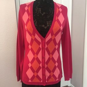 New York & Co, pink argyle cardigan